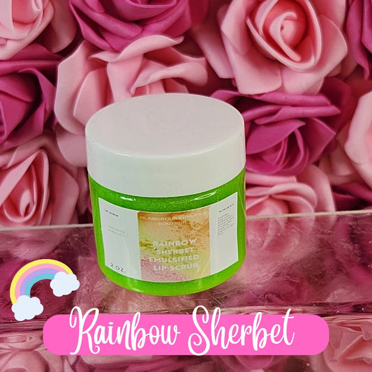 Rainbow Sherbet All Natural Emulsified Lip Scrub. Shea Butter & Mango Butter Lip Scrub. Moisturizing Lip Exfoliation - Glamorous Beauty & Boutique