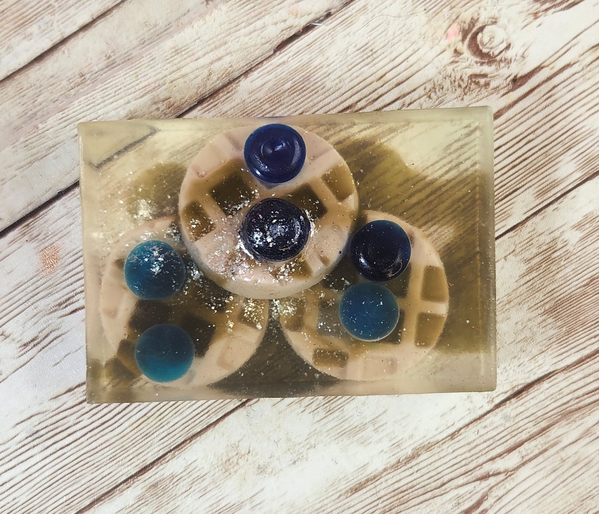 Blueberry Pecan Waffles, Mini Waffles Handmade All Natural Goat Milk & Shea Butter Soap. Faux Food Soap. Novelty Soap. Soap for Fall/Winter - Glamorous Beauty & Boutique