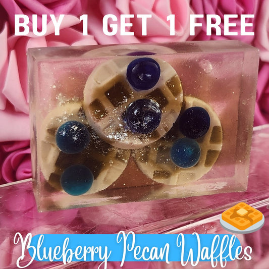 Blueberry Pecan Waffles, Mini Waffles Handmade All Natural Goat Milk & Shea Butter Soap. Faux Food Soap. Novelty Soap. Soap for Fall/Winter - Glamorous Beauty & Boutique