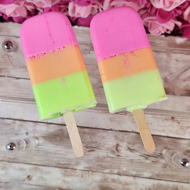 Rainbow Sherbet Layered Popsicle Soap. Handmade All Natural Goat Milk & Shea Butter Soap. Cute Handcrafted Soap - Glamorous Beauty & Boutique