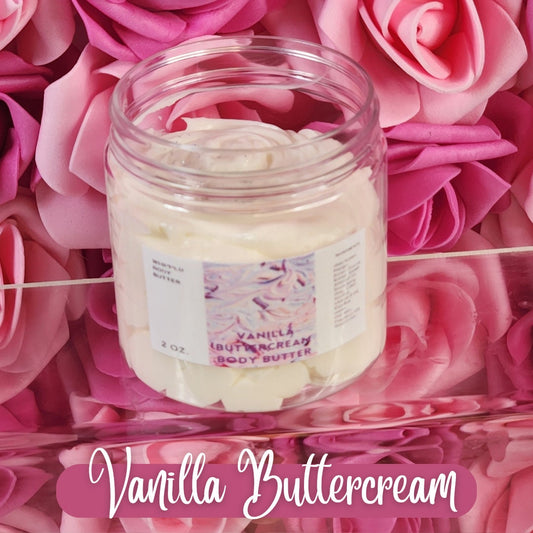 Vanilla Buttercream Whipped Body Butter. Handmade Shea, Avocado & Mango Butter Emulsified Body Frosting. All Natural Non Greasy Body Butter - Glamorous Beauty & Boutique