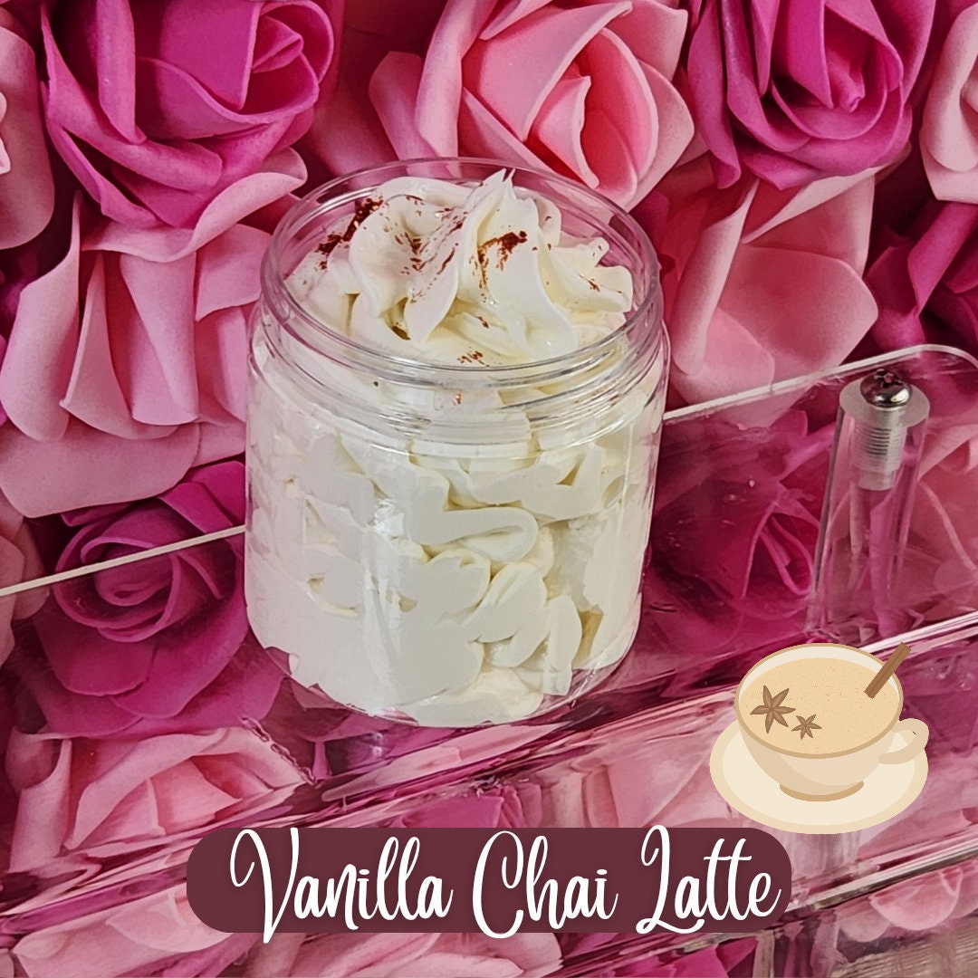 Vanilla Chai Latte Whipped Body Butter. Handmade Shea & Mango Butter Body Frosting. All Natural Non Greasy Body Butter. Body Icing - Glamorous Beauty & Boutique