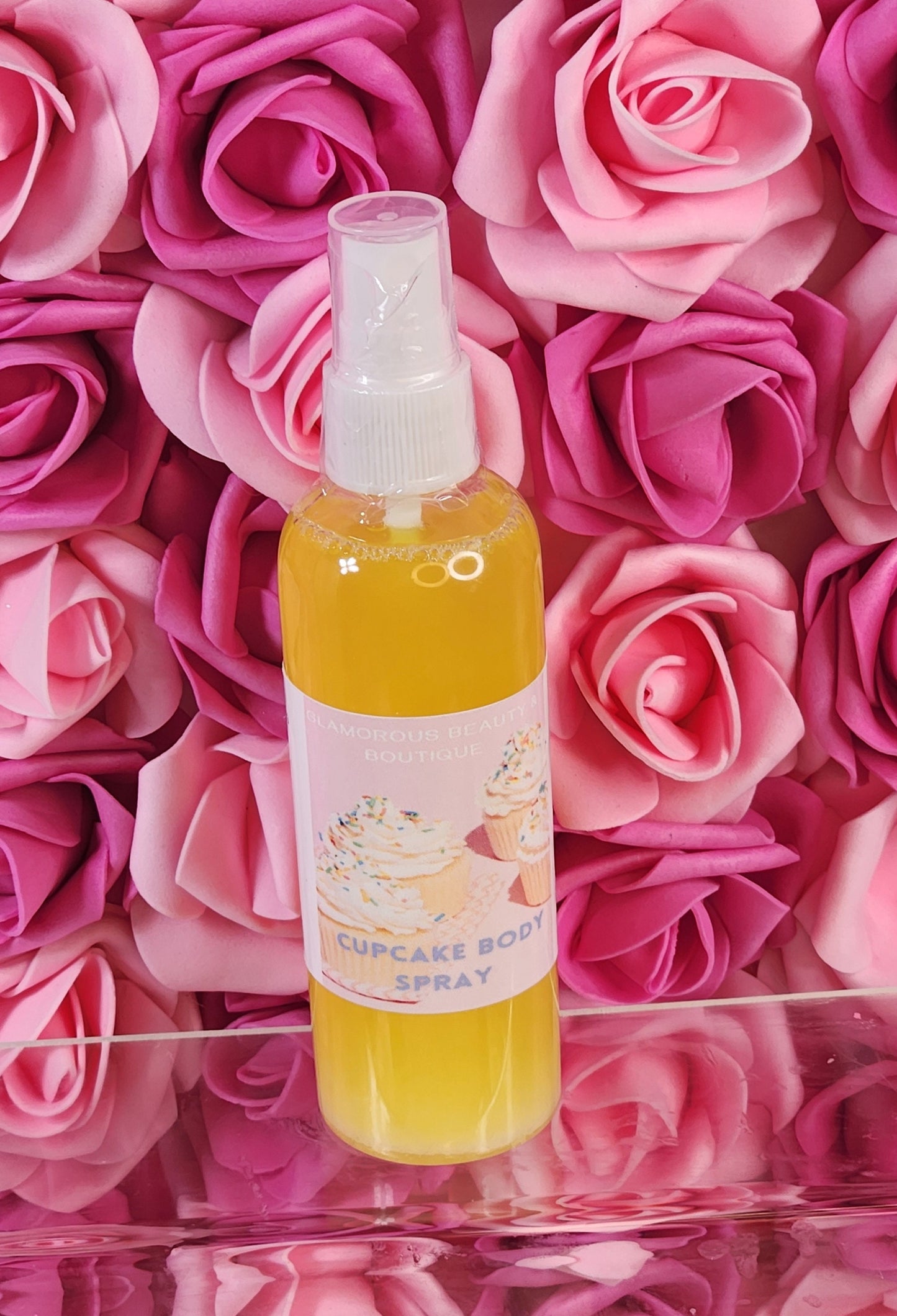 Cupcake Moisturizing Body and Hair Spray. 4 oz Handmade Alcohol Free Hair and Body Mist. Room Freshener, Pillow Spray. Body Splash - Glamorous Beauty & Boutique