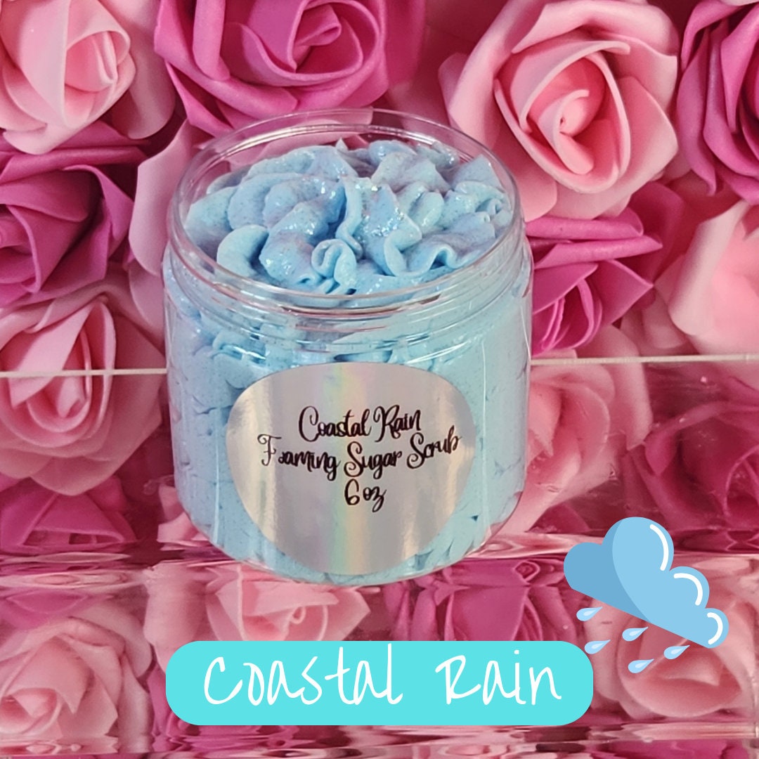 Coastal Rain Whipped Foaming Sugar Scrub. Exfoliating Body Wash & Scrub. All Natural Shea Butter Whipped Soap and Shaving Cream. - Glamorous Beauty & Boutique