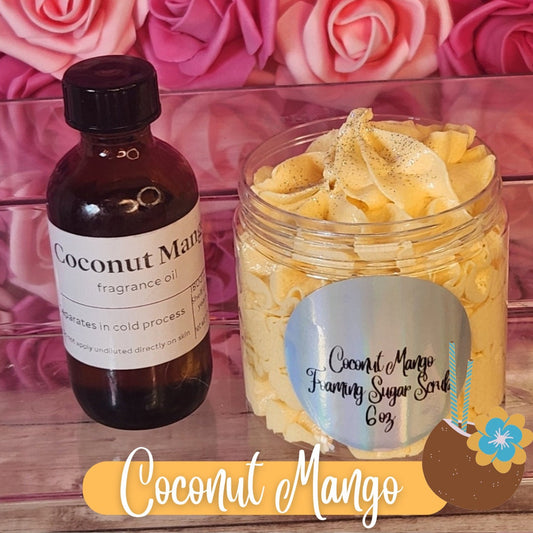 Coconut Mango Exfoliating Whipped Sugar Scrub. Handmade Whipped Soap & Body Scrub in One. All Natural Foaming Soap Scrub. Shaving Cream - Glamorous Beauty & Boutique