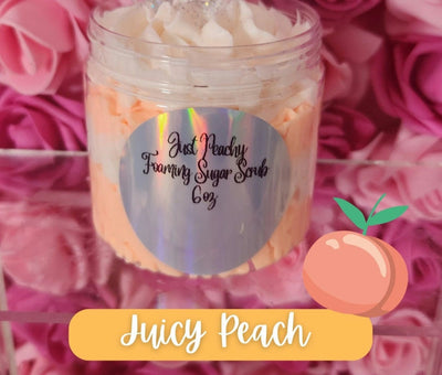 Juicy Peach Exfoliating Whipped Sugar Scrub. Handmade Whipped Soap & Body Scrub in One. All Natural Foaming Soap Scrub. Shaving Cream - Glamorous Beauty & Boutique