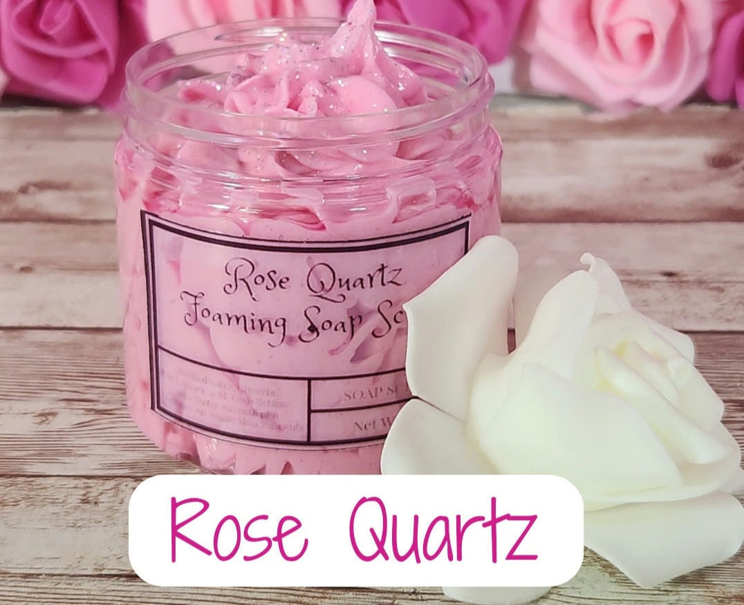 Rose Quartz  Whipped Foaming Shea Butter Sugar Scrub. All Natural Shea Butter Whipped Body Scrub and Shaving Cream. - Glamorous Beauty & Boutique