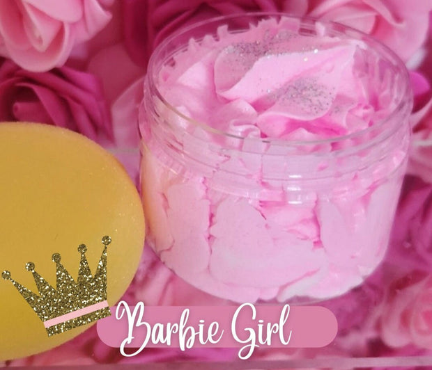 Barbie Girl Exfoliating Whipped Sugar Scrub. Handmade Whipped Soap & Body Scrub in One. All Natural Foaming Soap Scrub. Shaving Cream - Glamorous Beauty & Boutique