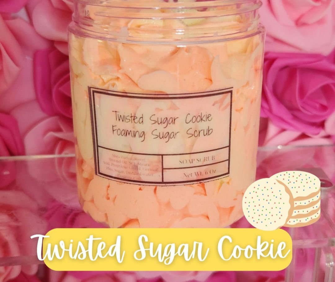 Twisted Sugar Cookie Foaming Sugar Scrub. Exfoliating Shea Butter Soap Scrub. Handmade Whipped Soap & Body Scrub in One. Whipped Soap Scrub - Glamorous Beauty & Boutique