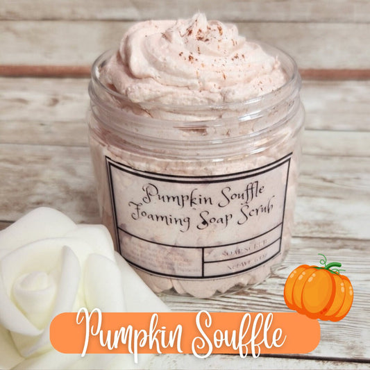 Pumpkin Souffle Whipped Foaming Sugar Scrub. Exfoliating Body Wash & Scrub. All Natural Shea Butter Whipped Soap and Shaving Cream - Glamorous Beauty & Boutique