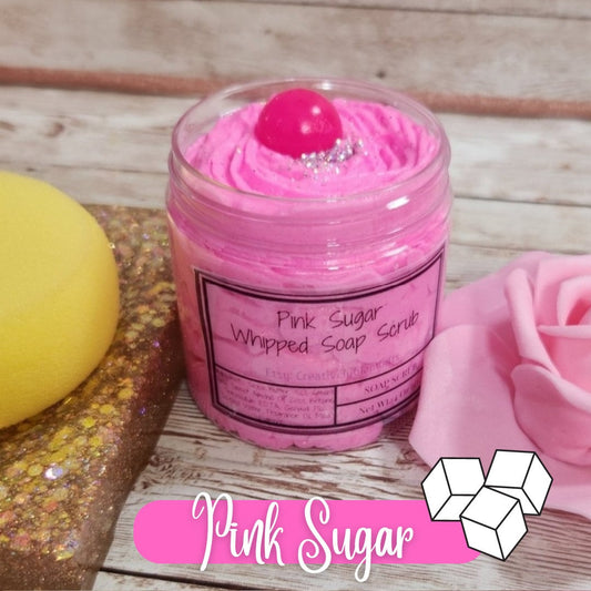 Pink Sugar Whipped Foaming Sugar Scrub. Exfoliating Body Wash & Scrub. All Natural Shea Butter Whipped Soap and Shaving Cream - Glamorous Beauty & Boutique