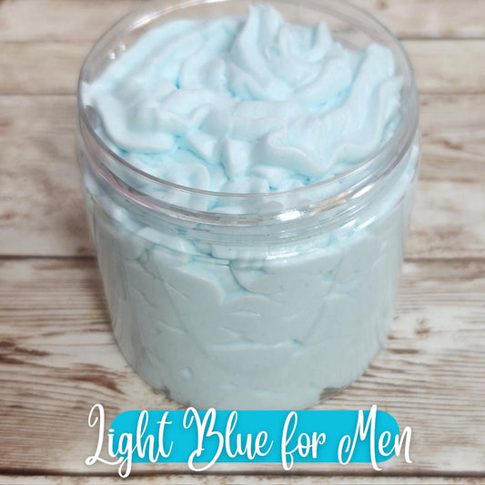 Light Blue Type for Men Whipped Foaming Sugar Scrub. Exfoliating Body Wash & Scrub. All Natural Shea Butter Whipped Soap and Shaving Cream - Glamorous Beauty & Boutique