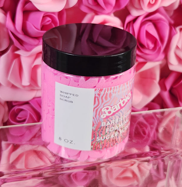 Barbie Girl Exfoliating Whipped Sugar Scrub. Handmade Whipped Soap & Body Scrub in One. All Natural Foaming Soap Scrub. Shaving Cream - Glamorous Beauty & Boutique