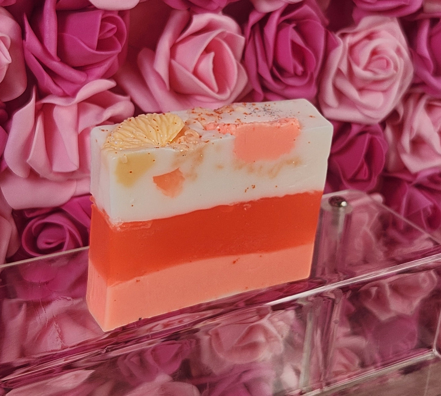 Orange Creamsicle Handmade All Natural Goat Milk & Shea Butter Soap with Embeds. Yoni Soap Bar. Cute Handcrafted Layered Soap - Glamorous Beauty & Boutique