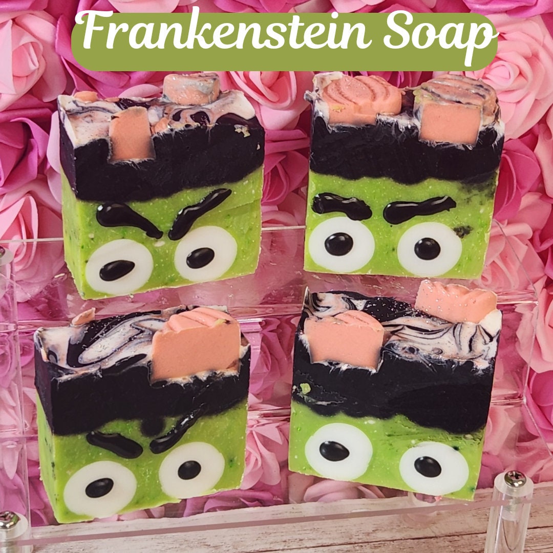 Frankenstein Monster Halloween Organic Cold Process Swirl Soap. Handmade All Natural Handcrafted Soap with a Volcano Type Scent. Fall Soap - Glamorous Beauty & Boutique