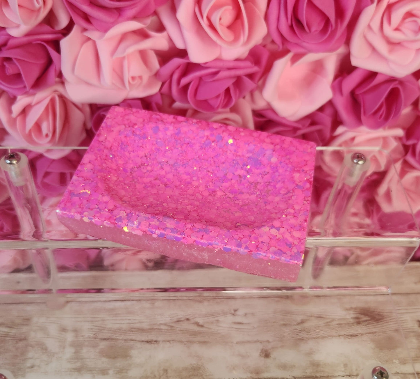 Hot Pink Glitter Rectangular Soap Dish. Epoxy Resin Soap Dish. Glam Glitter Soap Holder. Pink Bathroom Decor - Glamorous Beauty & Boutique