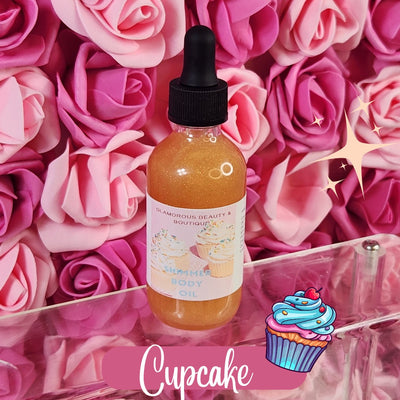 Cupcake All Natural Shimmer Body Oil. Luxurious and Moisturizing Body Oil for Dry or Normal Skin. Massage Oil. - Glamorous Beauty & Boutique
