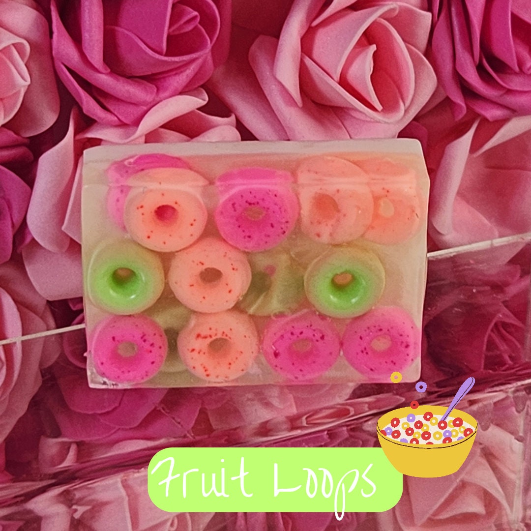 Fruit Loops Handmade All Natural Goat Milk & Shea Butter Cereal Soap. Makeup Brush Cleaner. Cute Handcrafted Novelty Soap. Faux Food Soap. - Glamorous Beauty & Boutique