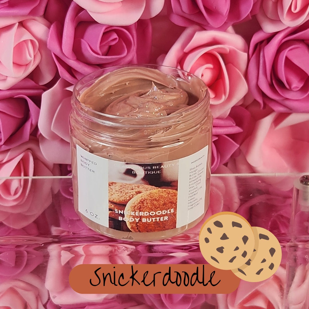 Snickerdoodle Whipped Body Butter. Handmade Shea & Cocoa Butter Body Butter. All Natural Non Greasy Emulsified Body Butter. Bakery Scent - Glamorous Beauty & Boutique