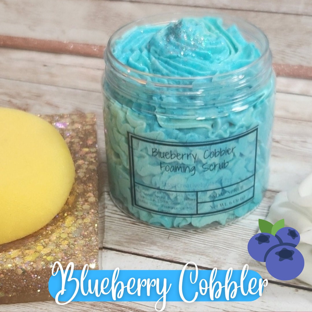 Blueberry Cobbler Exfoliating Whipped Shea Butter Sugar Scrub. Handmade Whipped Soap & Body Scrub. All Natural Soap Scrub/ Shaving Cream - Glamorous Beauty & Boutique