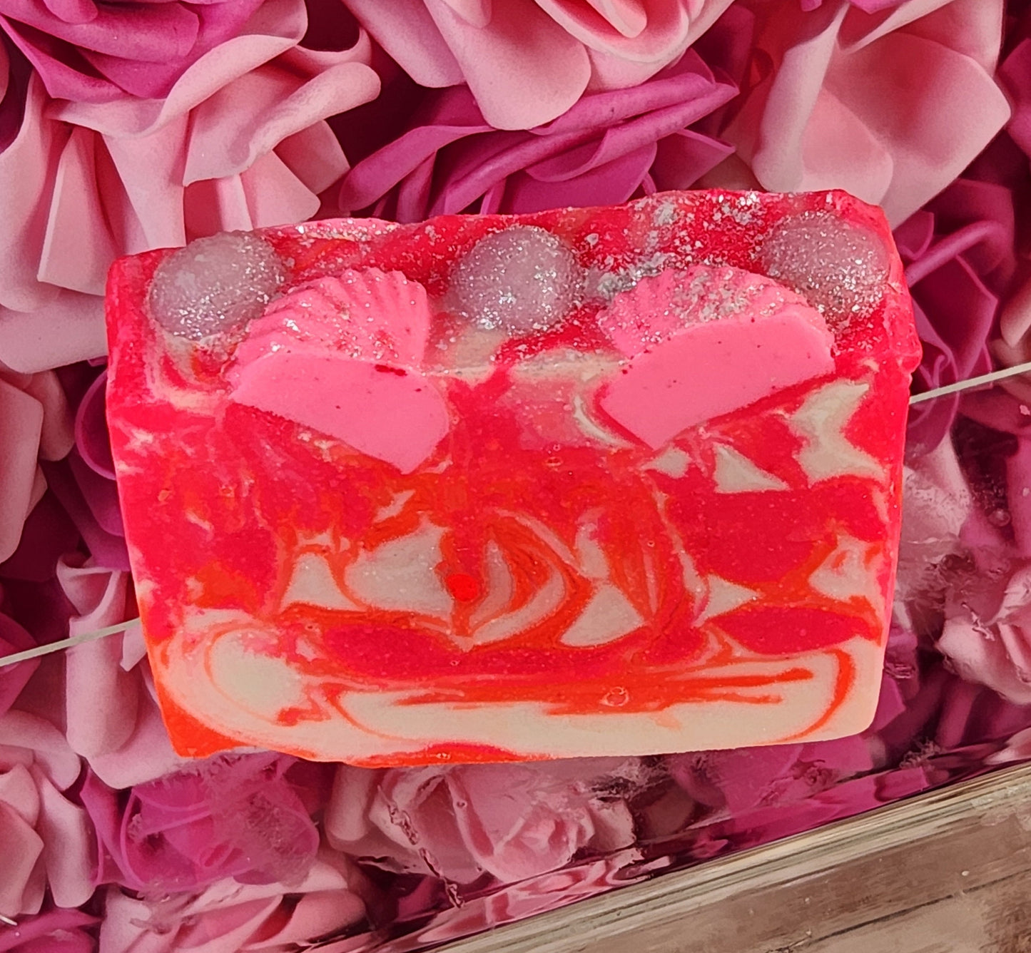 Peach Peony & Pearl Organic Cold Process Swirl Soap. Handmade All Natural Handcrafted Soap. Cute Swirl Soap! Pink Soap Bar. Yoni Soap - Glamorous Beauty & Boutique