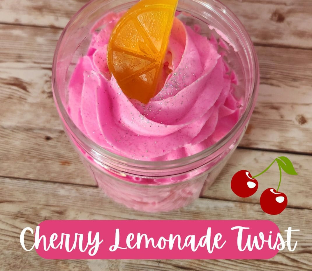 Cherry Lemonade Twist Foaming Sugar Scrub. Exfoliating Shea Butter Sugar Scrub. Handmade All Natural Whipped Soap Scrub - Glamorous Beauty & Boutique