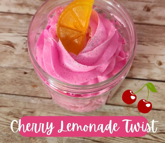 Cherry Lemonade Twist Foaming Sugar Scrub. Exfoliating Shea Butter Sugar Scrub. Handmade All Natural Whipped Soap Scrub - Glamorous Beauty & Boutique