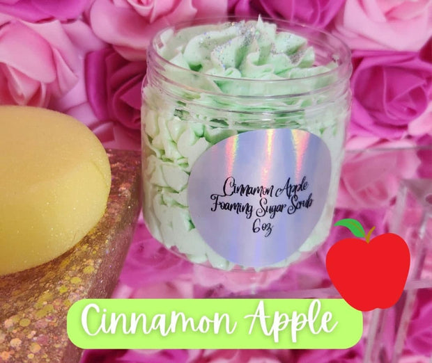 Cinnamon Apple Exfoliating Whipped Sugar Scrub. Handmade Whipped Soap & Body Scrub in One. All Natural Foaming Soap Scrub. Shaving Cream - Glamorous Beauty & Boutique