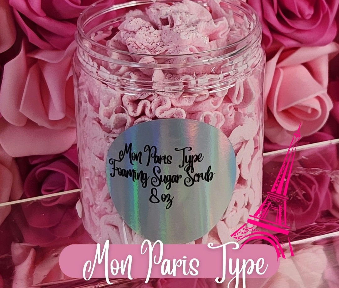 Mon Paris Type Whipped Foaming Sugar Scrub. Exfoliating Body Wash & Scrub. All Natural Shea Butter Whipped Soap and Shaving Cream. - Glamorous Beauty & Boutique