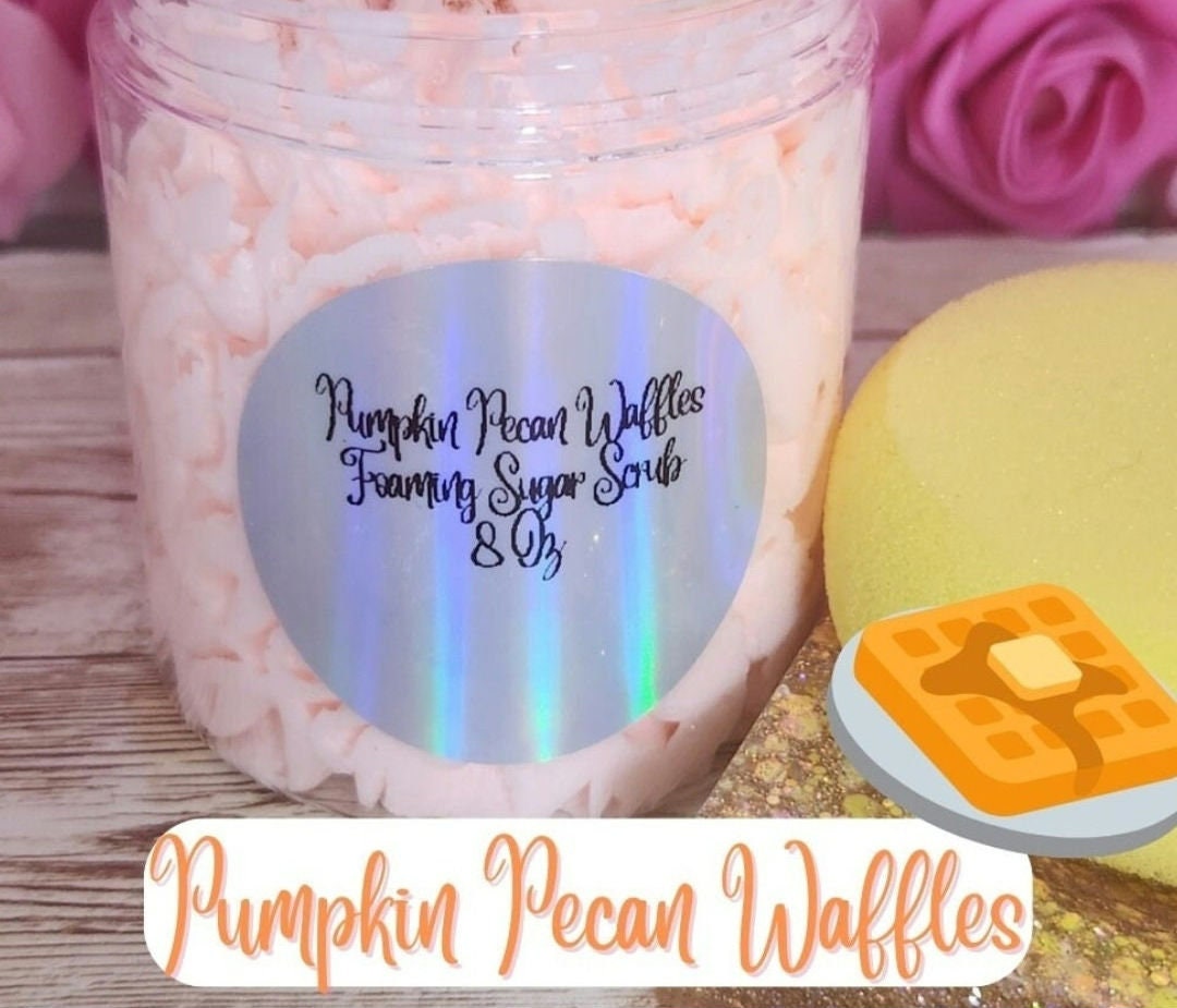 Pumpkin Pecan Waffles Exfoliating Whipped Shea Butter Sugar Scrub. Handmade Whipped Soap & Body Scrub. All Natural Soap Scrub/ Shaving Cream - Glamorous Beauty & Boutique