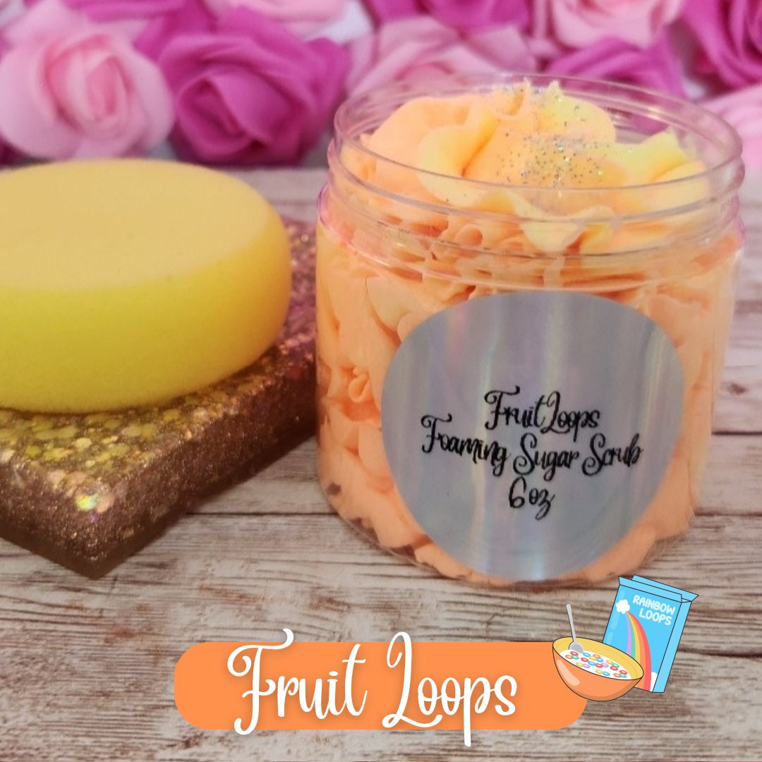 Fruit Loops Whipped Foaming Shea Butter Sugar Scrub. Exfoliating Body Wash & Scrub. All Natural Shea Butter Whipped Soap. Shaving Cream. - Glamorous Beauty & Boutique