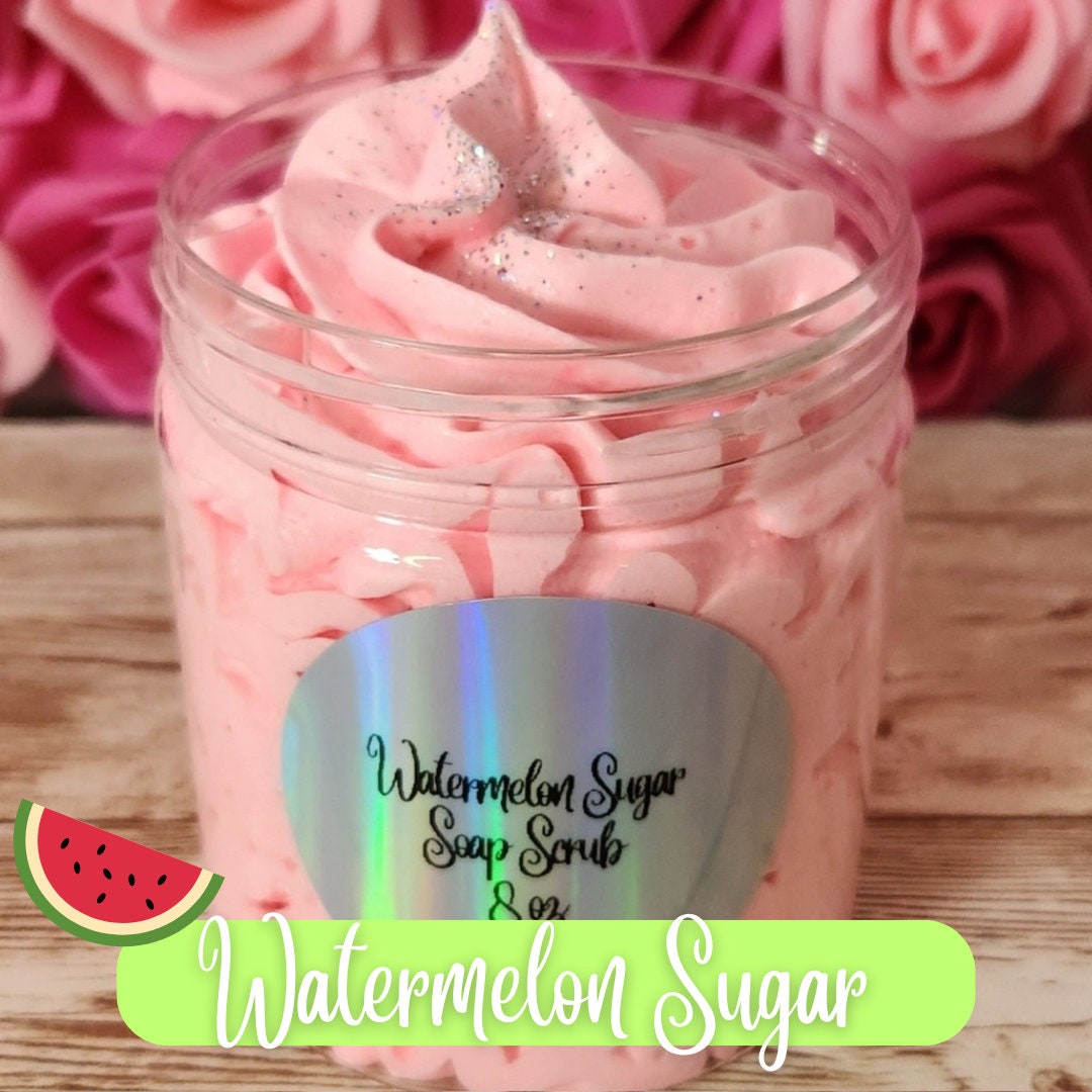 Watermelon Sugar Whipped Foaming Sugar Scrub. Exfoliating Body Wash & Scrub. All Natural Shea Butter Whipped Soap Scrub - Glamorous Beauty & Boutique