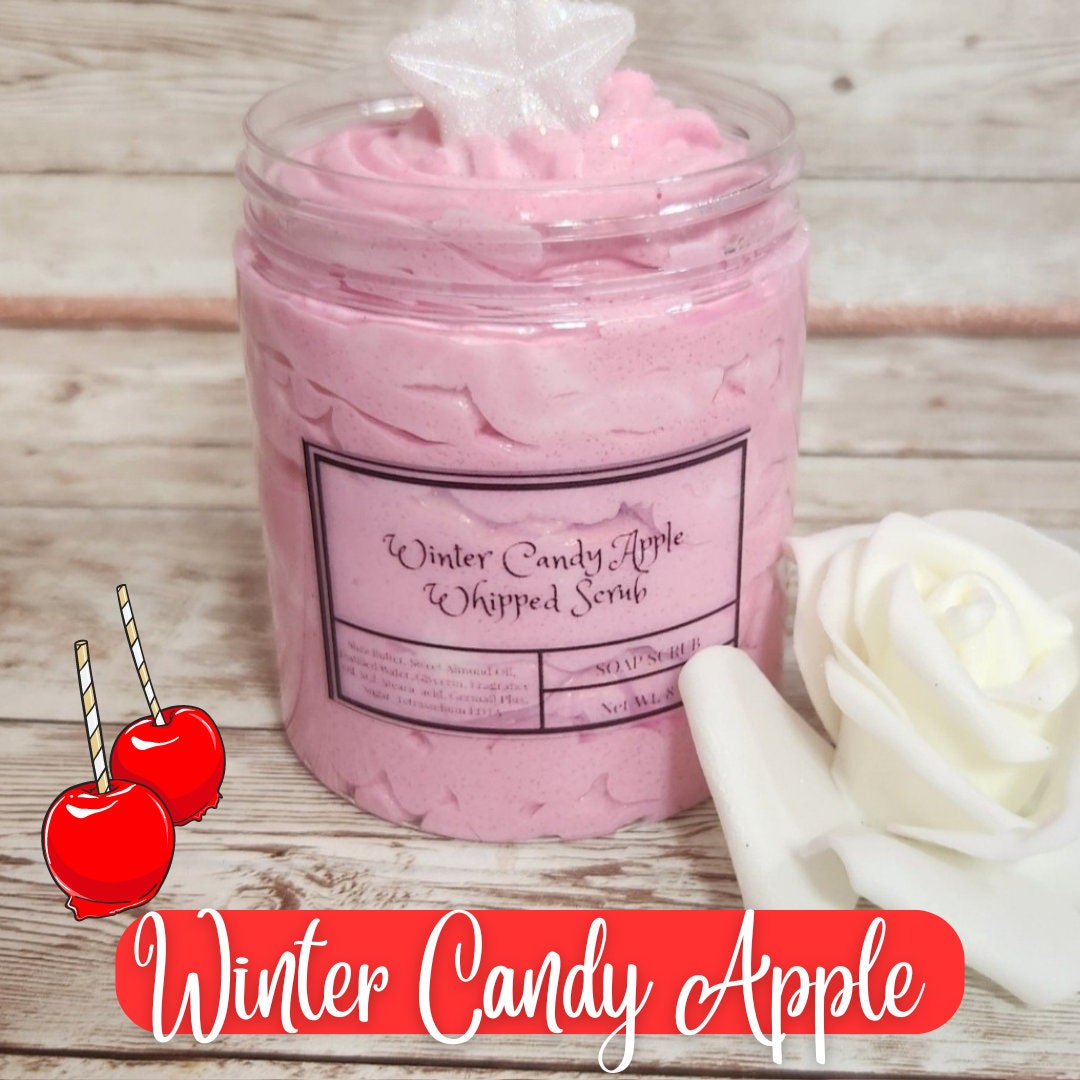 Winter Candy Apple BBW Type Whipped Foaming Shea Butter Sugar Scrub. Exfoliating Body Wash. All Natural Whipped Soap Scrub. Shaving Cream. - Glamorous Beauty & Boutique