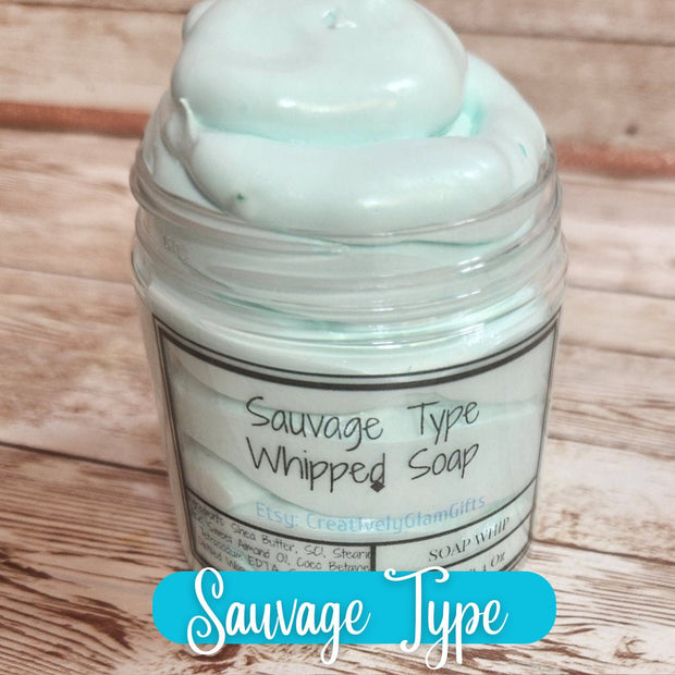 Men's Sauvage Type Fluffy Whipped Soap & Shaving Cream (4 oz). Handmade All Natural Thick and Moisturizing Soap Whip/Shaving Cream for Men - Glamorous Beauty & Boutique