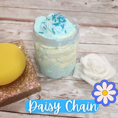 Daisy Chain Whipped Foaming Sugar Scrub. Exfoliating Body Wash & Scrub. All Natural Shea Butter Whipped Soap and Shaving Cream. - Glamorous Beauty & Boutique