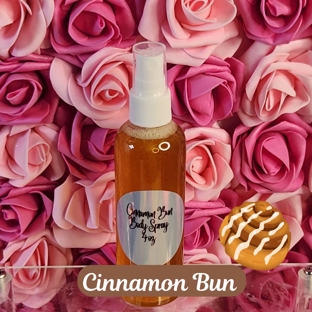 Cinnamon Bun Moisturizing Body and Hair Spray. 4 oz Handmade Alcohol Free Hair and Body Mist. Room Freshener, Pillow Spray. Body Splash - Glamorous Beauty & Boutique