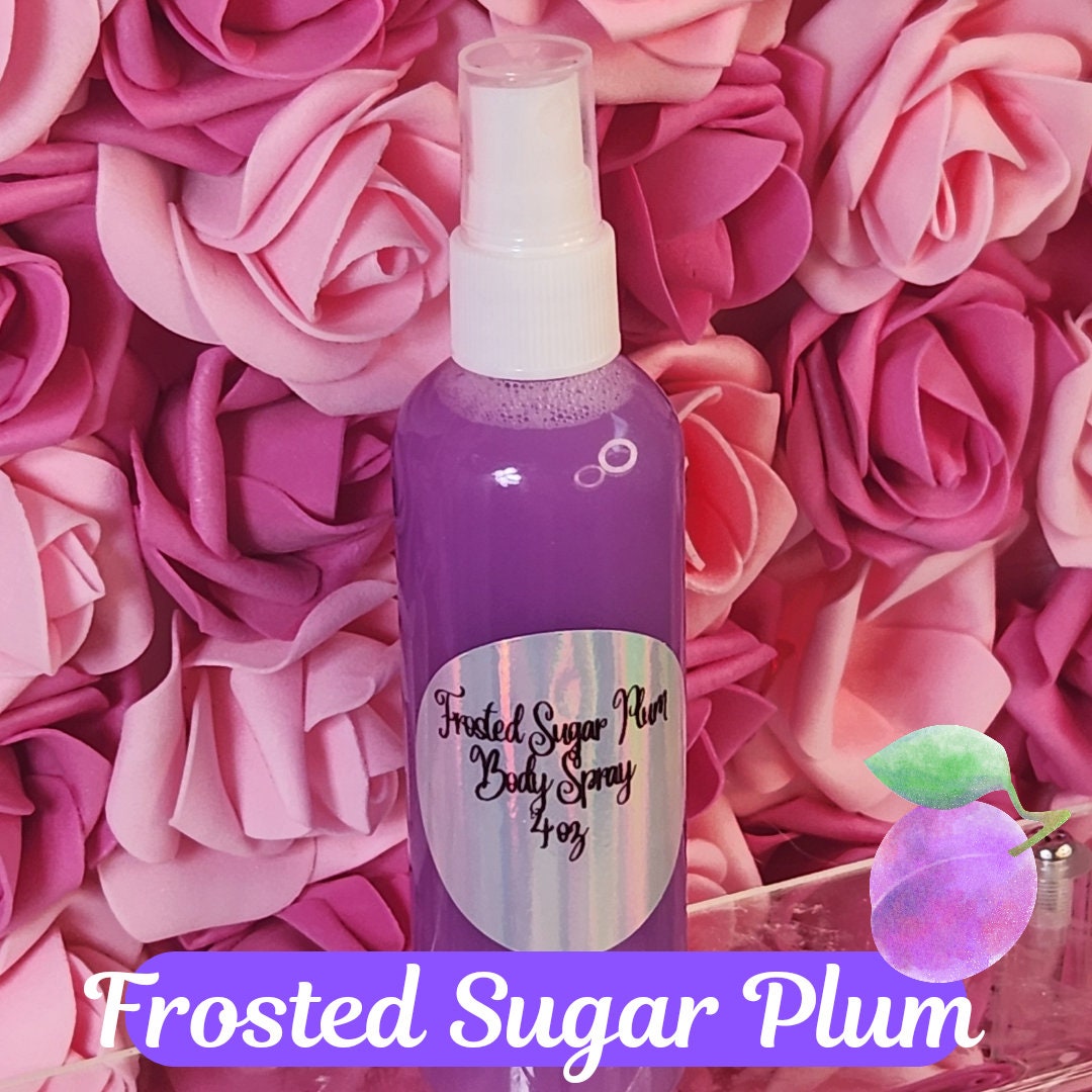 Frosted Sugar Plum Moisturizing Body and Hair Spray. 4 oz Handmade Alcohol Free Hair and Body Mist. Room Freshener, Pillow Spray. Body Splas - Glamorous Beauty & Boutique