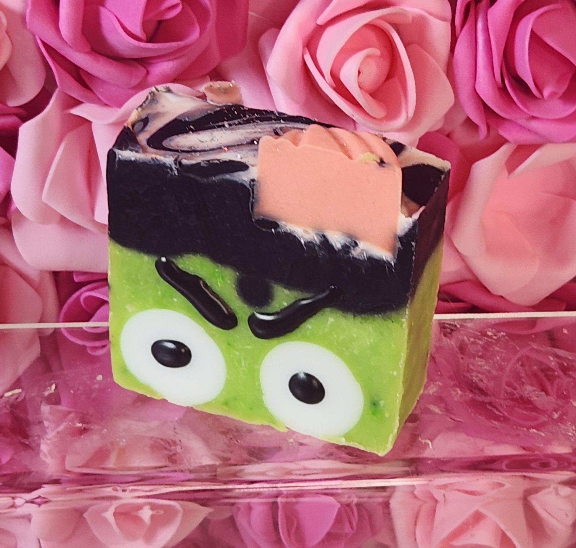 Frankenstein Monster Halloween Organic Cold Process Swirl Soap. Handmade All Natural Handcrafted Soap with a Volcano Type Scent. Fall Soap - Glamorous Beauty & Boutique