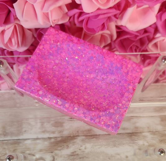 Hot Pink Glitter Rectangular Soap Dish. Epoxy Resin Soap Dish. Glam Glitter Soap Holder. Pink Bathroom Decor - Glamorous Beauty & Boutique