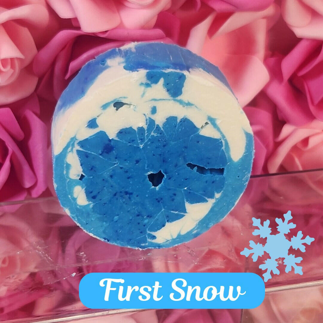 First Snow Organic Cold Process Swirl Soap. Handmade All Natural Handcrafted Soap. Cute Swirl Soap! Fall/Winter Soap Bar. Yoni Soap - Glamorous Beauty & Boutique