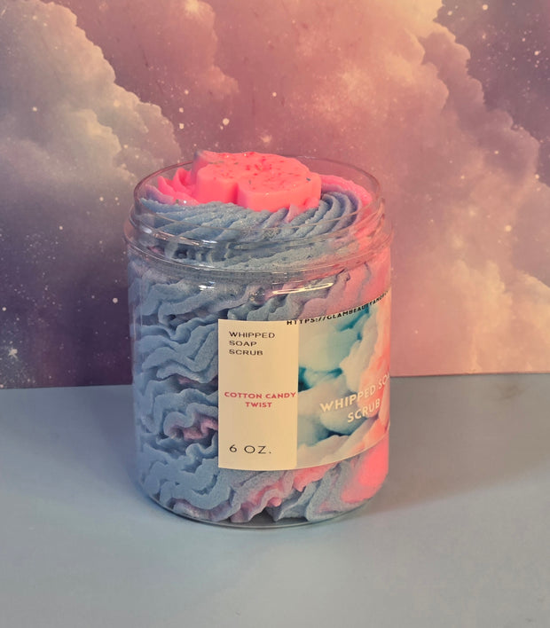 Cotton Candy Whipped Foaming Shea Butter Sugar Scrub. Exfoliating Body Wash & Scrub. All Natural Shea Butter Whipped Soap. Shaving Cream.