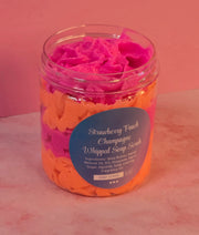 Strawberry Peach Champagne Whipped Foaming Sugar Scrub. Exfoliating Body Wash & Scrub. All Natural Shea Butter Whipped Soap and Shaving Cream.
