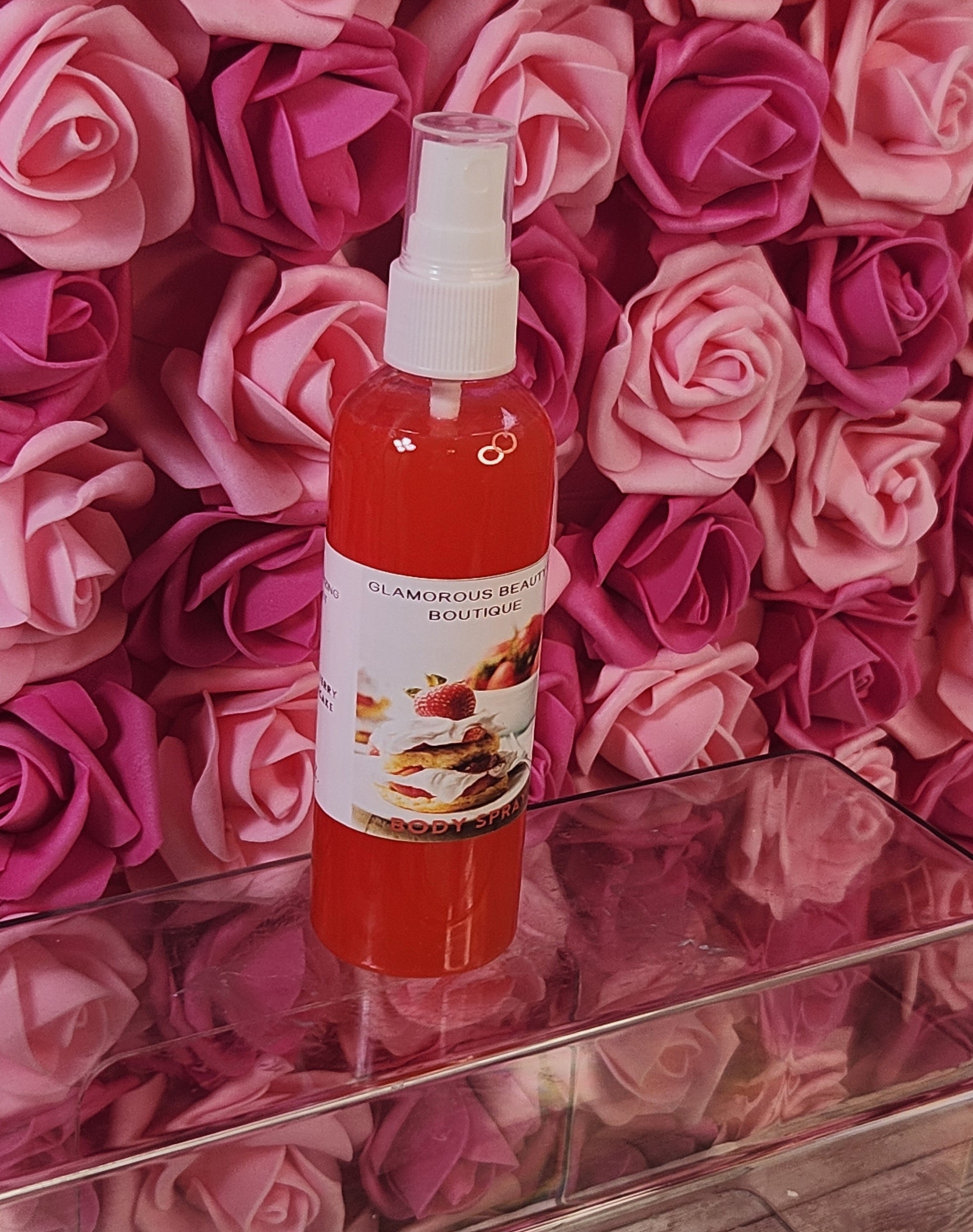 Strawberry Shortcake Body & Hair Spray. 4 oz Handmade Moisturizing Hair and Body Mist.  Alcohol Free! Room Freshener. - Glamorous Beauty & Boutique