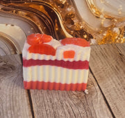 Winter Candy Apple Handmade All Natural Goat Milk & Shea Butter Soap with Embeds. Makeup Brush Cleaner. Cute Handcrafted Layered Soap for Fall