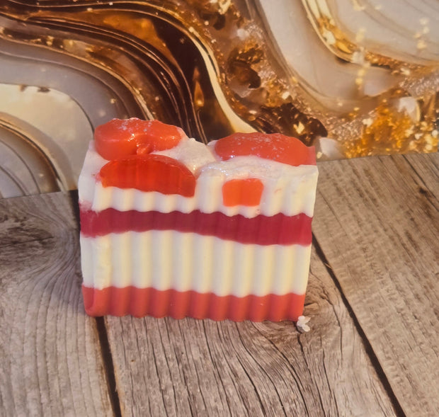 Winter Candy Apple Handmade All Natural Goat Milk & Shea Butter Soap with Embeds. Makeup Brush Cleaner. Cute Handcrafted Layered Soap for Fall