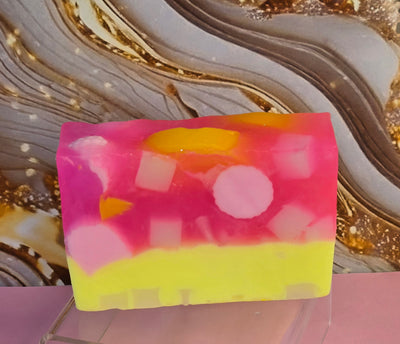 Raspberry Lemonade Handmade All Natural Goat Milk & Shea Butter Soap with Embeds. Yoni Soap Bar. Cute Handcrafted Layered Soap