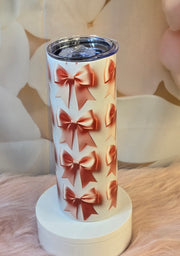 Pink Coquette Bow Stainless Steel Tumbler for Coffee Lovers! Skinny 20 oz Tumbler
