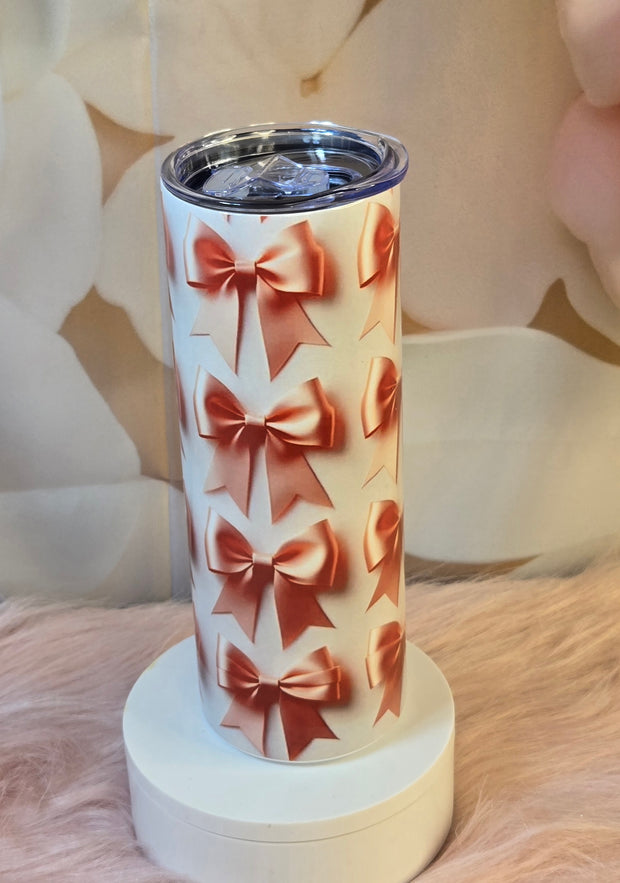 Pink Coquette Bow Stainless Steel Tumbler for Coffee Lovers! Skinny 20 oz Tumbler
