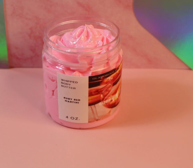 Ruby Red Martini Whipped Body Butter. Handmade Shea & Cocoa Butter Whipped Body Butter. All Natural Non Greasy No Melt Body Butter
