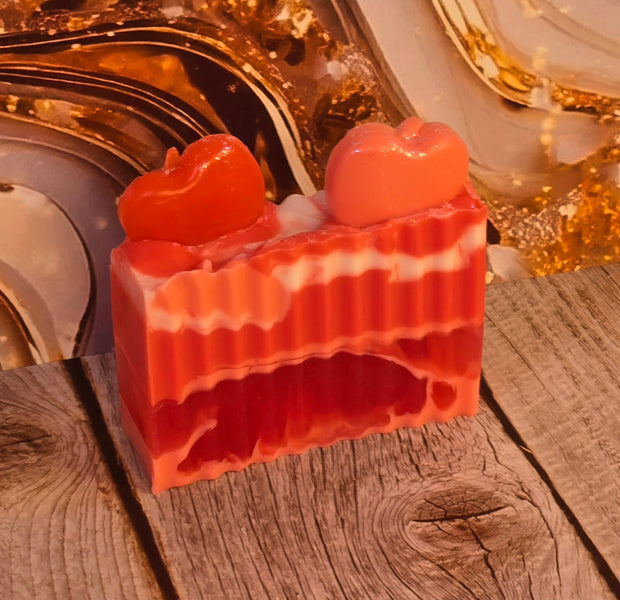 Winter Candy Apple Handmade All Natural Goat Milk & Shea Butter Soap with Embeds. Makeup Brush Cleaner. Cute Handcrafted Layered Soap for Fall